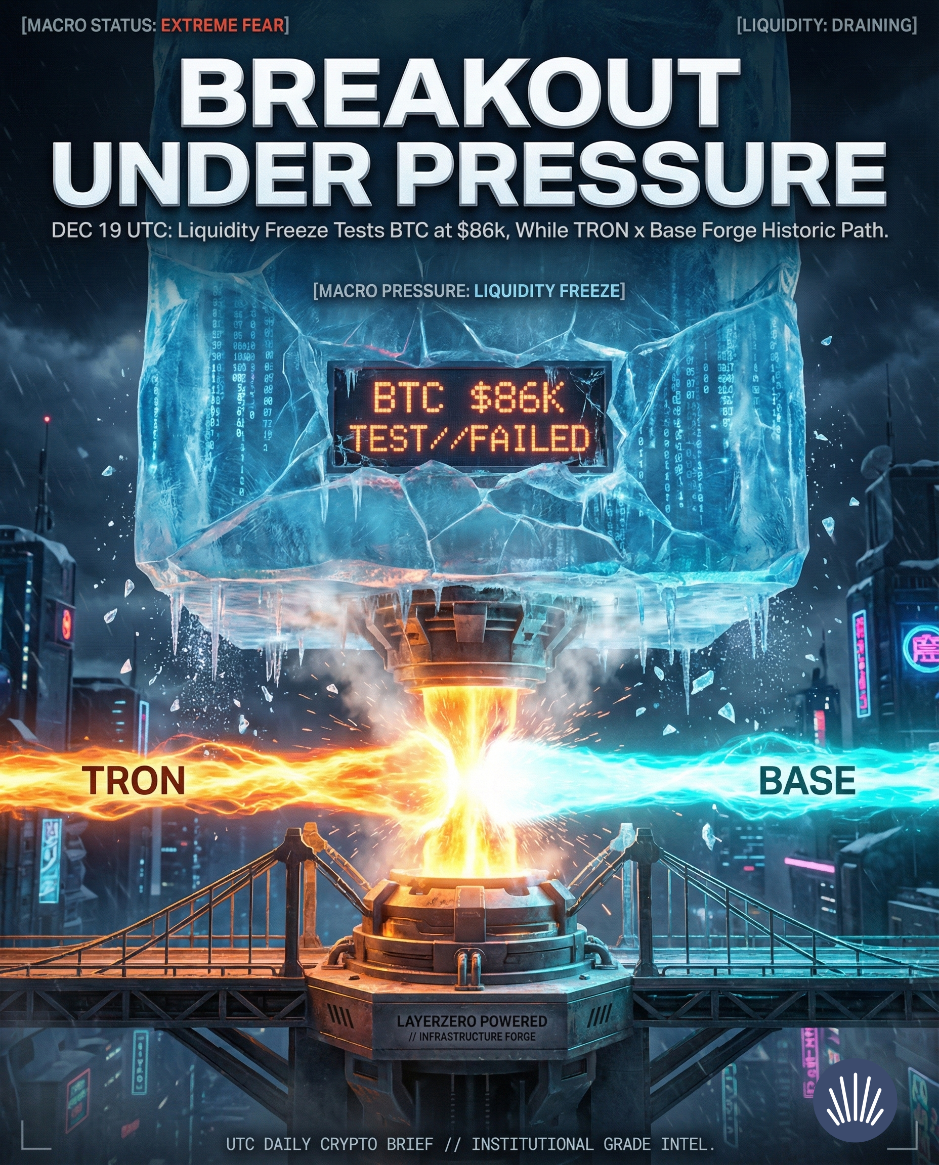 【UTC Daily Crypto】Dec 19: "Infrastructure" Breakout Amidst Liquidity Freeze—BTC Tests $86k, TRON x Base Partnership Takes Center Stage