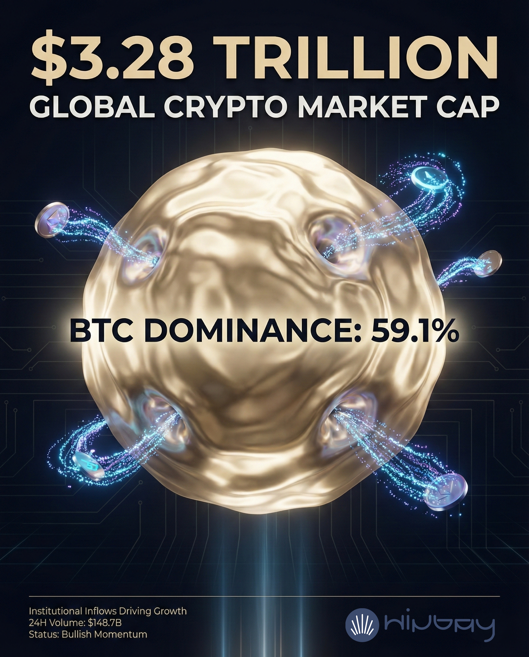 Global Crypto Market Cap Surpasses $3.28 Trillion as Bitcoin Dominance Reaches 59.1%